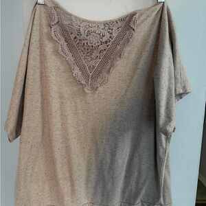 Apt. 9 Light Brown Short Sleeve Women's Top (lace on the backside)